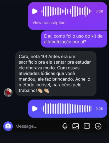 Feedback da mamãe pelo WhatsApp